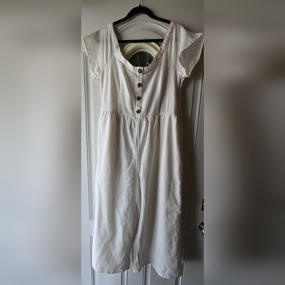 American Eagle Outfitters Off-White Buttoned Jumpsuit-Size XLarge - Picture 2 of 9
